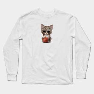 Cute Kitten Playing With Basketball Long Sleeve T-Shirt